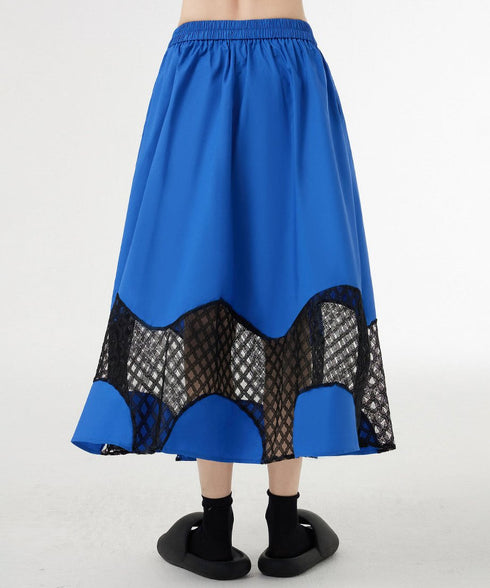 Curved Mesh Panel Flare Skirt